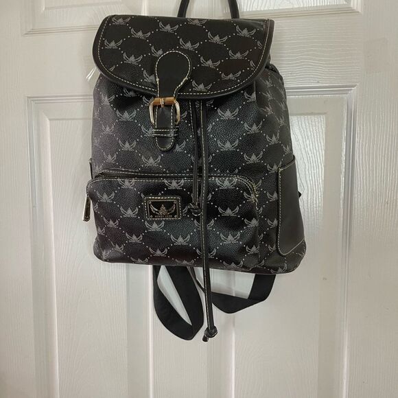 Wendy Keen Synthetic black and gray logo Backpack drawstring top closure. - Picture 4 of 16